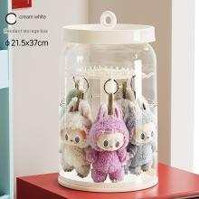 Rotating handheld transparent display rack with plush doll storage and dust cover for blind box collectibles