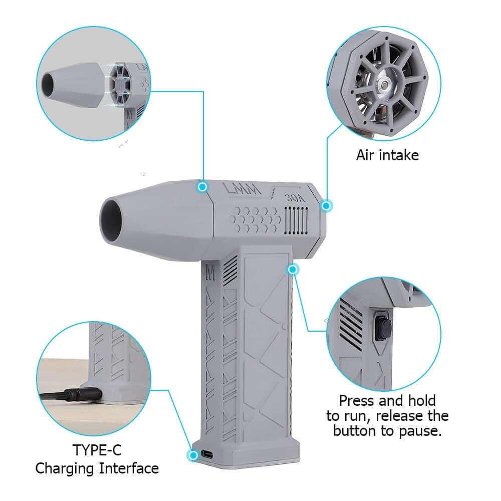 Mini Turbo Violent Fan Dust Blowing Product information: Color: gray, black Material: chewing gum Additional features: multi-function Specification: 120W Style: Mini