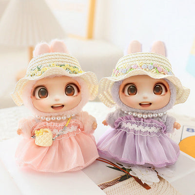 5PCS set cute hat shoes doll clothes outfit for LABUBU 15-17cm dolls with adorable pastel dresses and accessories
