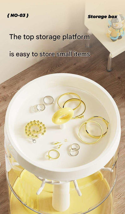 Rotating handheld transparent blind box display rack with top storage platform for small items and Labubu plush doll dust cover