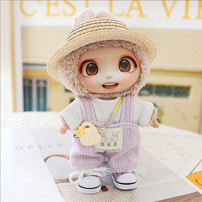 15cm doll dressed in cute hat, shoes, and purple knitted outfit accessories