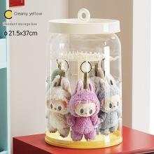 Rotating handheld blind box display rack with transparent dust cover for plush doll storage