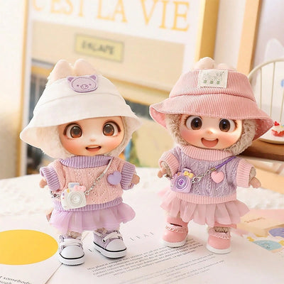 Cute hat shoes doll outfit set for 15-17cm dolls with adorable accessories